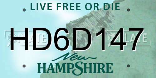 HD6D147 New Hampshire License Plate