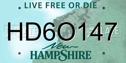 HD6O147 New Hampshire License Plate