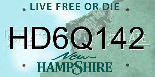 HD6Q142 New Hampshire License Plate