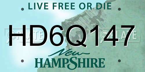 HD6Q147 New Hampshire License Plate