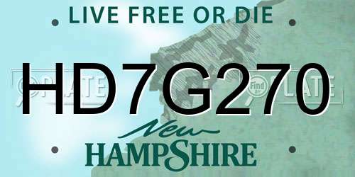 HD7G270 New Hampshire License Plate