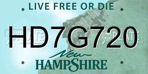 HD7G720 New Hampshire License Plate