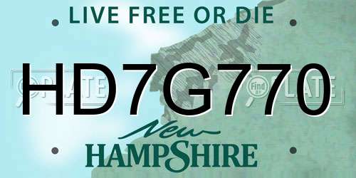 HD7G770 New Hampshire License Plate