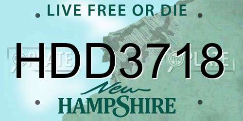 HDD3718 New Hampshire License Plate