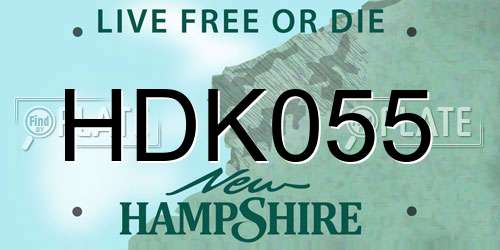HDK055 New Hampshire License Plate