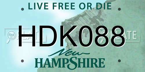 HDK088 New Hampshire License Plate