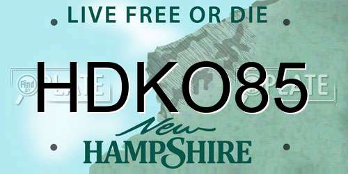 HDKO85 New Hampshire License Plate