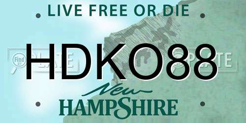 HDKO88 New Hampshire License Plate