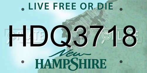 HDQ3718 New Hampshire License Plate