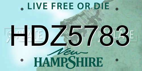 HDZ5783 New Hampshire License Plate