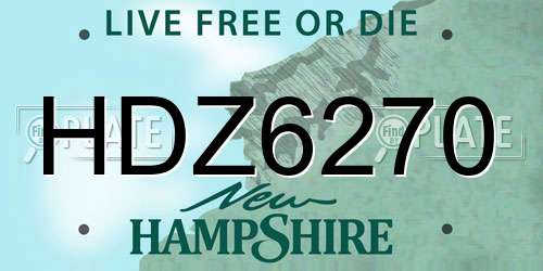 HDZ6270 New Hampshire License Plate