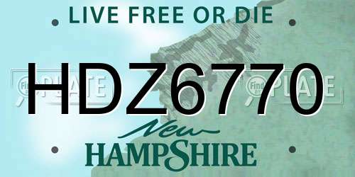 HDZ6770 New Hampshire License Plate
