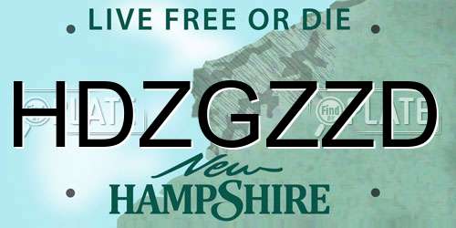HDZGZZD New Hampshire License Plate