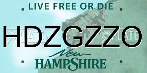 HDZGZZO New Hampshire License Plate