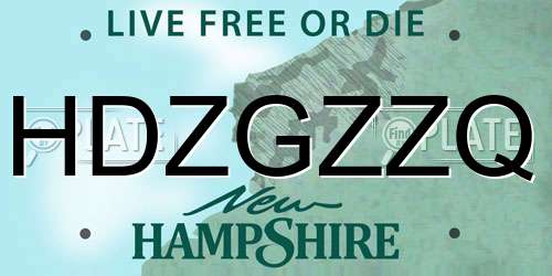HDZGZZQ New Hampshire License Plate