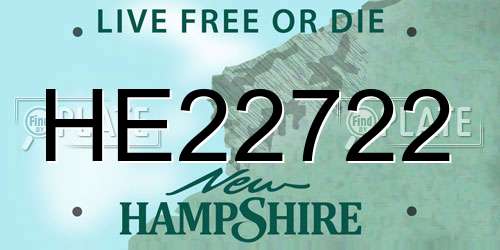 HE22722 New Hampshire License Plate