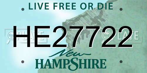 HE27722 New Hampshire License Plate