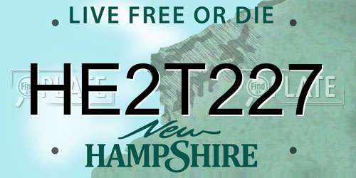 HE2T227 New Hampshire License Plate