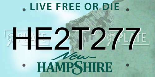 HE2T277 New Hampshire License Plate