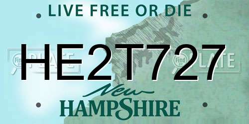 HE2T727 New Hampshire License Plate