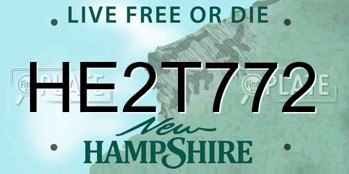 HE2T772 New Hampshire License Plate