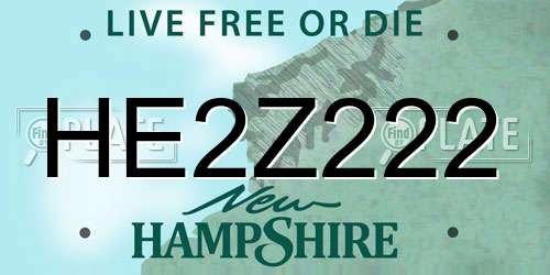 HE2Z222 New Hampshire License Plate