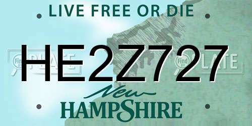 HE2Z727 New Hampshire License Plate
