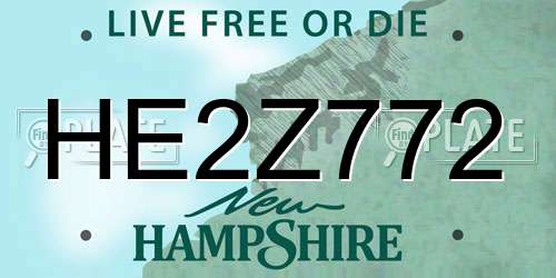 HE2Z772 New Hampshire License Plate