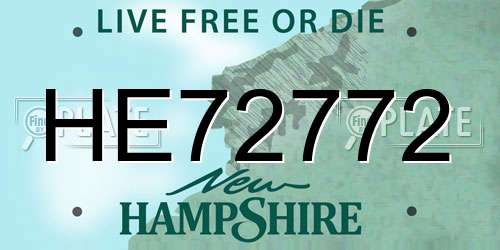 HE72772 New Hampshire License Plate