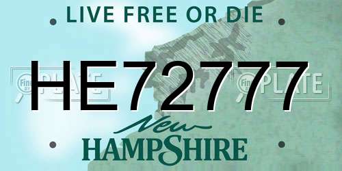 HE72777 New Hampshire License Plate