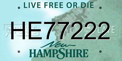 HE77222 New Hampshire License Plate