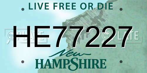 HE77227 New Hampshire License Plate