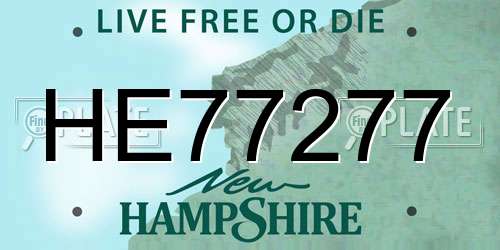 HE77277 New Hampshire License Plate