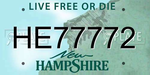 HE77772 New Hampshire License Plate