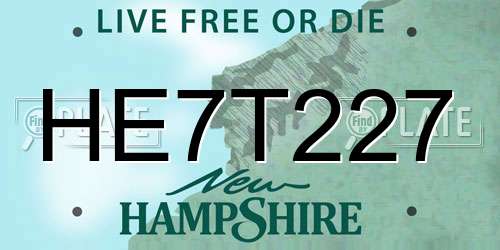 HE7T227 New Hampshire License Plate