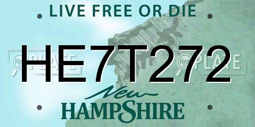 HE7T272 New Hampshire License Plate