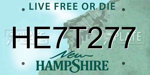 HE7T277 New Hampshire License Plate