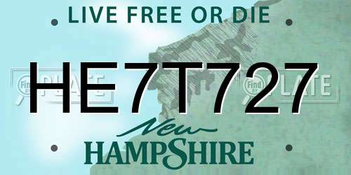 HE7T727 New Hampshire License Plate