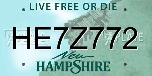 HE7Z772 New Hampshire License Plate