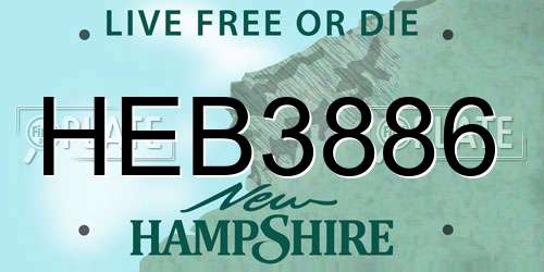 HEB3886 New Hampshire License Plate
