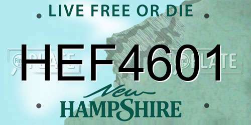 HEF4601 New Hampshire License Plate