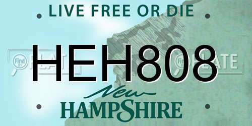 HEH808 New Hampshire License Plate