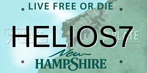 HELIOS7 New Hampshire License Plate