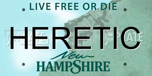 HERETIC New Hampshire License Plate