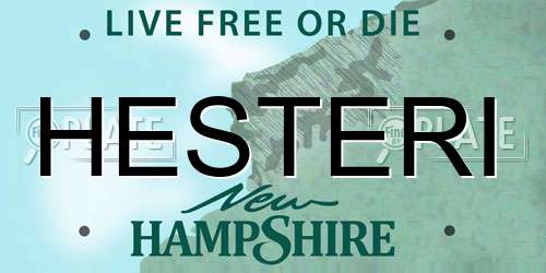 HESTERI New Hampshire License Plate