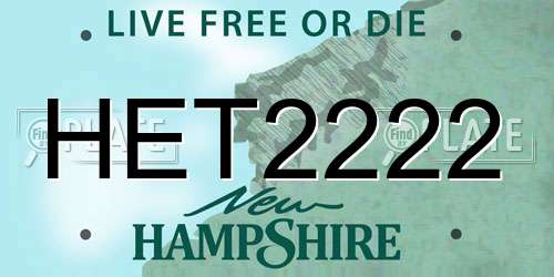 HET2222 New Hampshire License Plate
