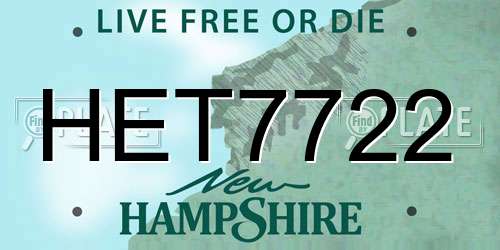 HET7722 New Hampshire License Plate