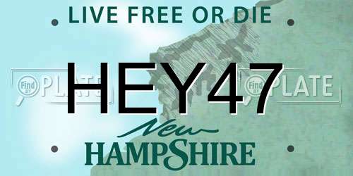 HEY47 New Hampshire License Plate
