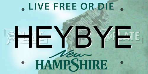 HEYBYE New Hampshire License Plate