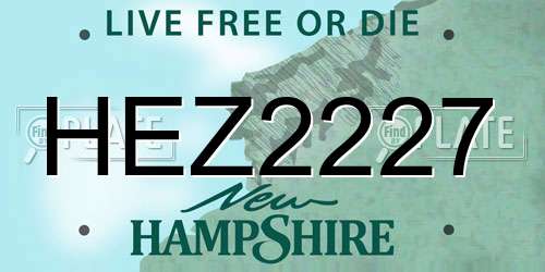 HEZ2227 New Hampshire License Plate